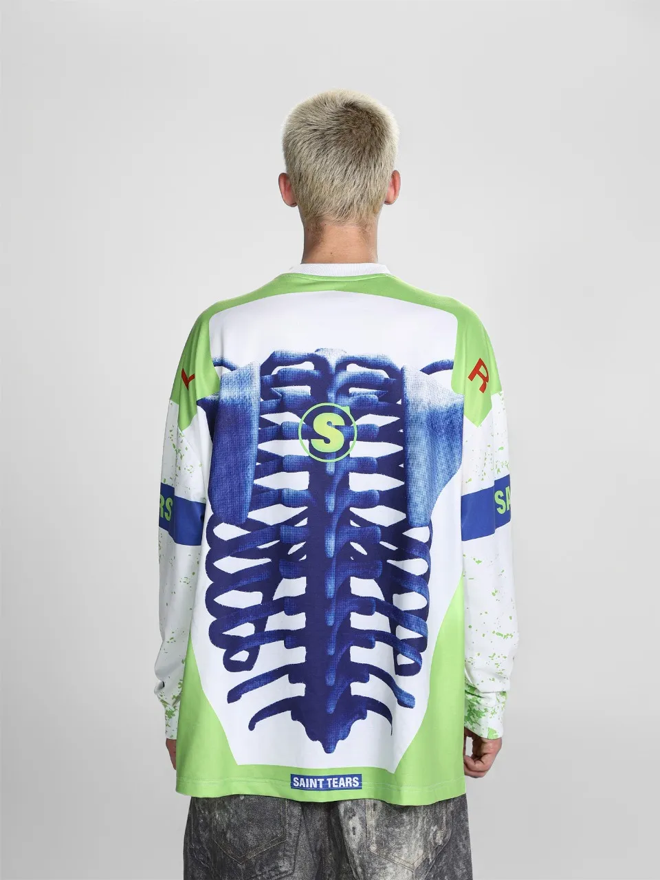 Saint michael tears all-over printed long-sleeved vintage autumn and winter T-shirt Style number: 115 Size: M L XL Wholesale price: 136 Color: Picture color